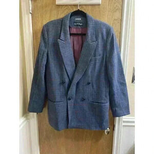 Giorgio Sant Angelo Blazer Jacket 12 Plaid Houndstooth Wool Double Breasted